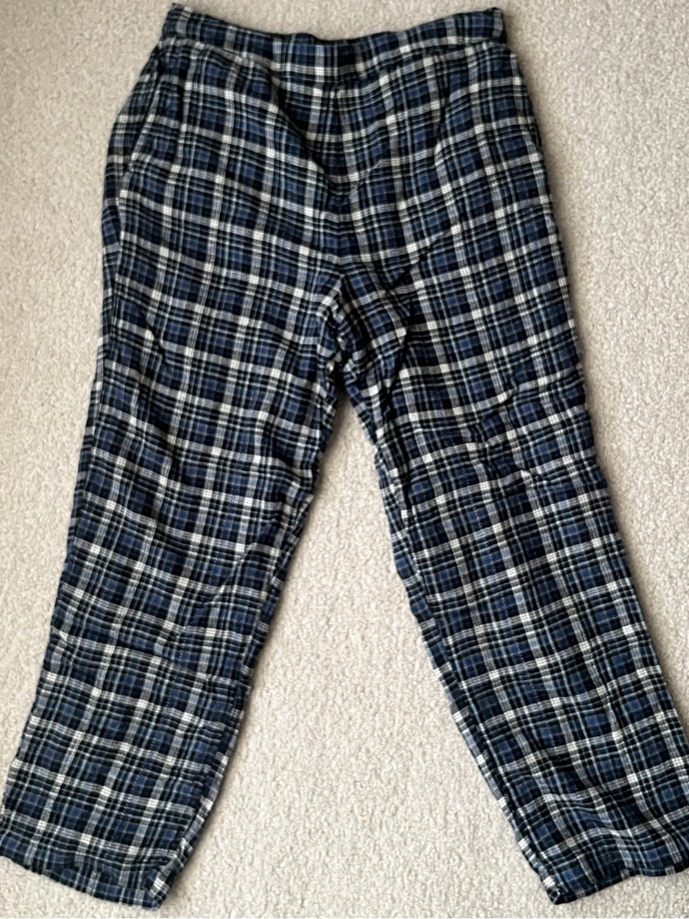 American Eagle Outfitters Navy and White Plaid Pull-On Pants